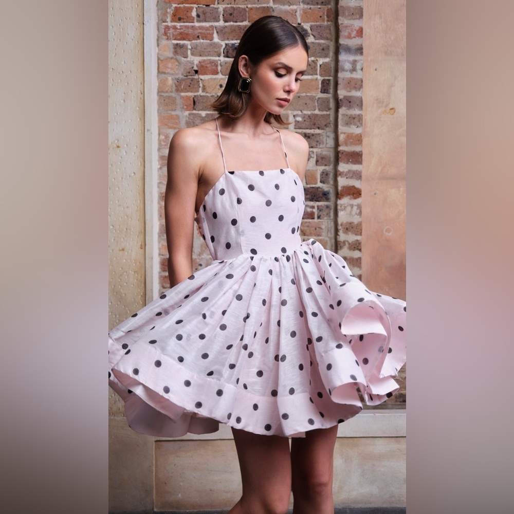 Sonya Moda Nancy Mini Dress in Pink Polka Dot Size S NWT